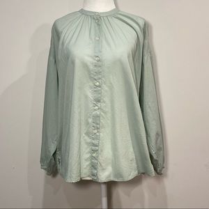 J Crew Women's Light Green Long Sleeve Button Up Poplin Blouse Size XS